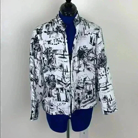 COLDWATER Creek linen blend open front jacket. Fully lined. Size PL. - Picture 1 of 7